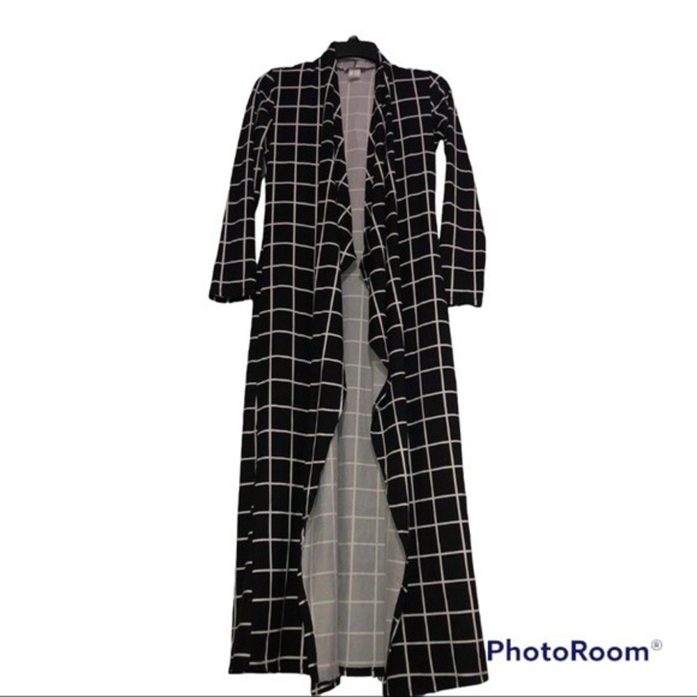 Black and white long cardigan